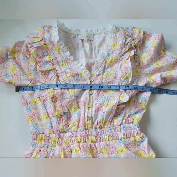 Melloday Tired Floral Print Mini Dress in Pink Small - Picture 6 of 9